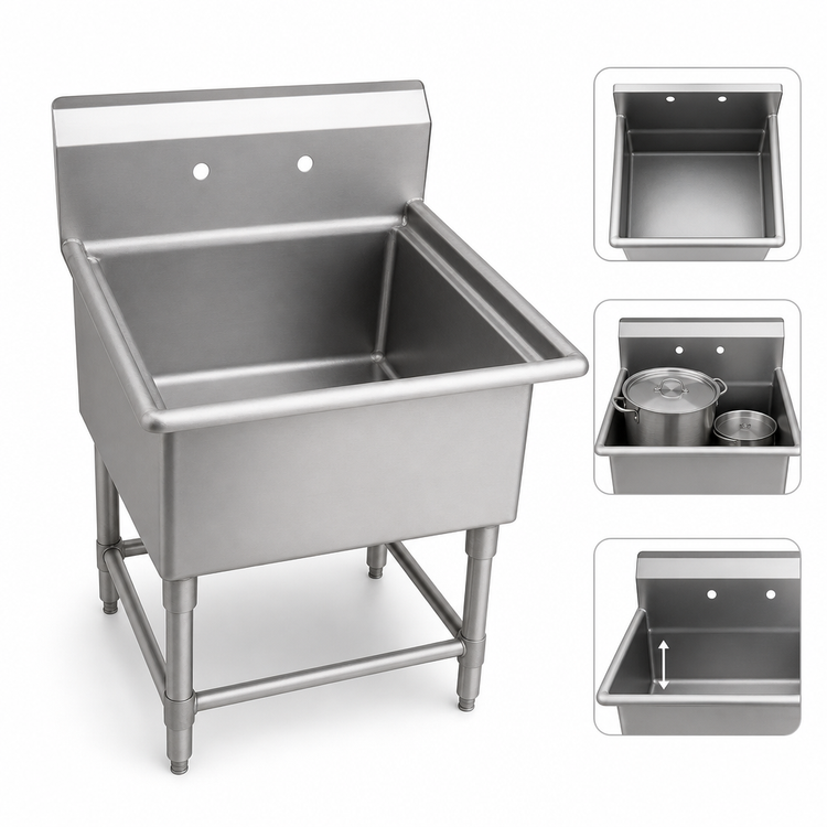 Product image #3 for Floor-Standing 1-Compartment Pot Sink with 24 x 24 x 14-Inch Bowl