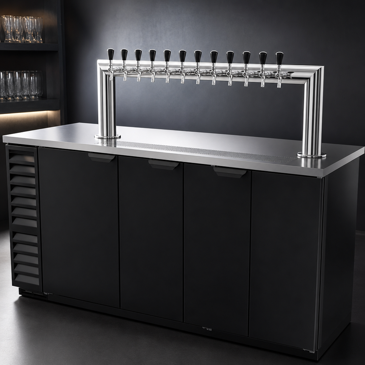 Product image #3 for Beverage-Air 78-Inch Direct Draw Beer Dispenser with 12-Tap Tower, 4 Half-Keg Capacity, 3 Doors, Black Exterior
