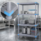 Thumbnail image #3 for Quantum QP186086V3S1 Polymer Shelving Unit, 60"W x 18"D x 86"H, Gray, 2000 lb. Capacity, 3 Open/1 Solid Grid Shelves