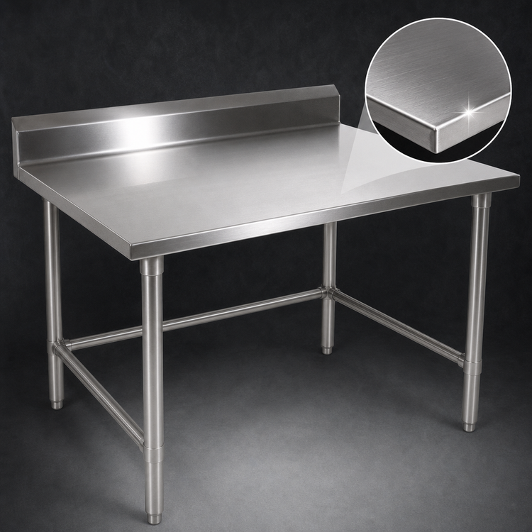 Product image #3 for John Boos Stallion 84-Inch Stainless Steel Work Table with 5-Inch Backsplash and Safety Edge