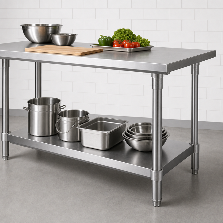 Product image #3 for John Boos 72-Inch x 24-Inch 18-Gauge 300 Series Stainless Steel Work Table Undershelf