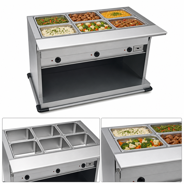 Product image #3 for Spec-Master PHT6OB-208 Portable 6-Well Electric Hot Food Table