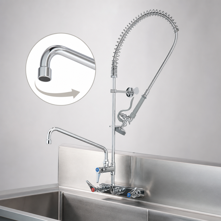 Product image #3 for T&S Brass EasyInstall Wall-Mount Workboard Pre-Rinse Add-On Faucet with 12-Inch Swing Nozzle