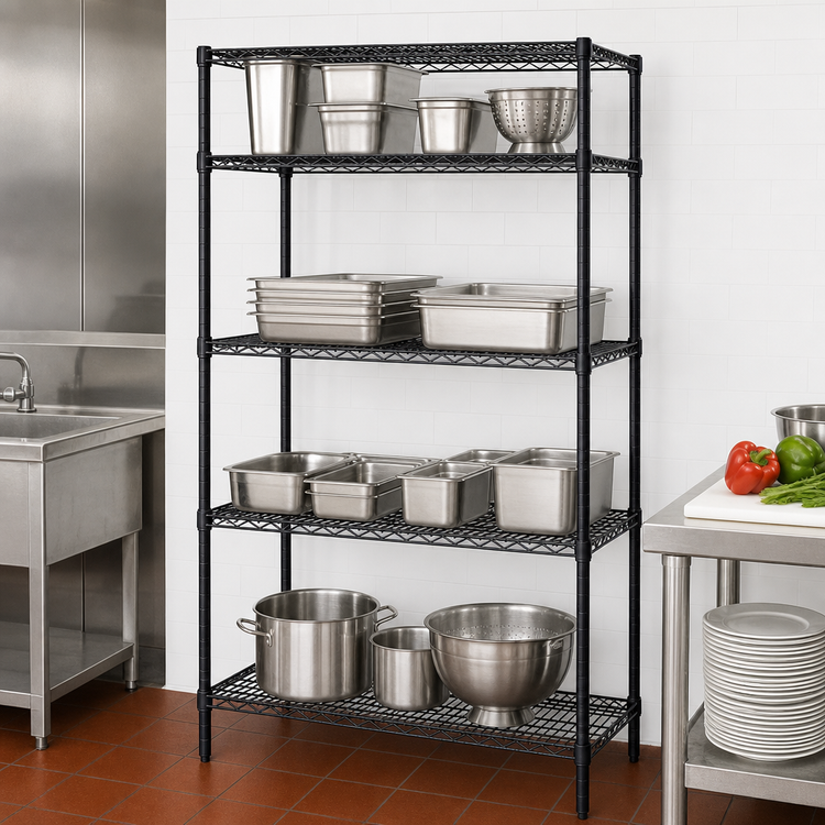 Product image #3 for Add-A-Shelf 4-Tier Wire Shelving Starter Unit, 36W x 24D x 74H, Black Epoxy Finish