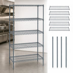 Thumbnail image #4 for Quantum WR86-2442GY-5 42" W x 24" D x 86" H Stationary Wire Shelving Starter Kit, 5 Shelves, Gray Epoxy Finish