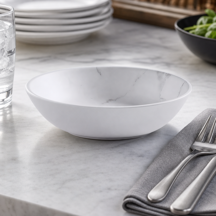 Product image #3 for American Metalcraft Mix & Matte 12 oz Round Melamine Bowl, 6-Inch Diameter, Marble