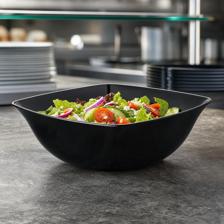 Product image #4 for Carlisle 5 Quart Black Flared Square Melamine Display Bowl, 11.75 Inch