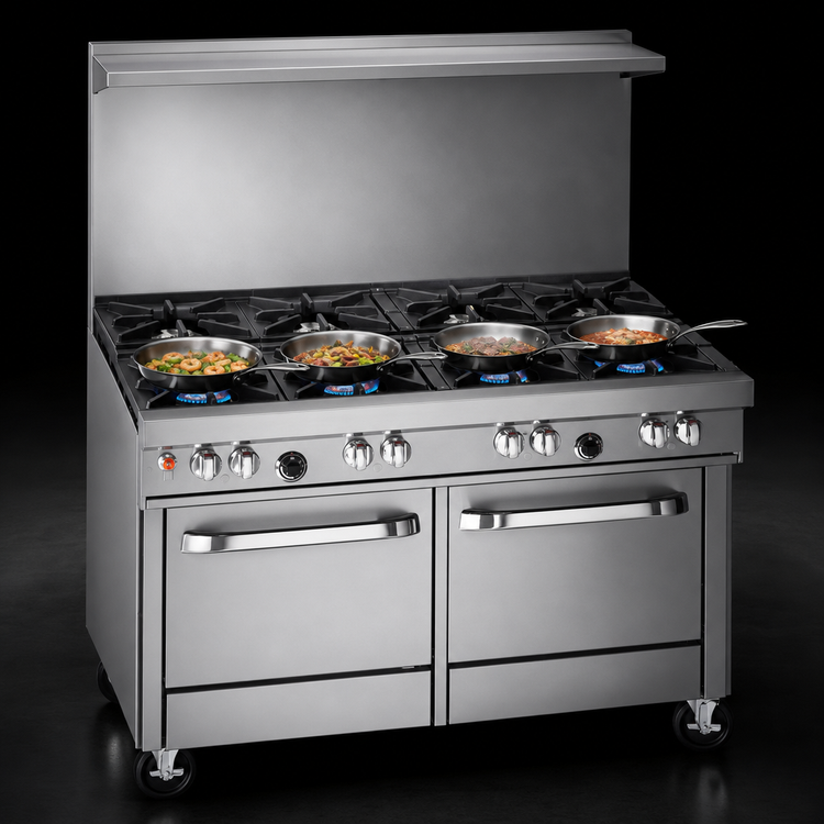 Product image #3 for Southbend Ultimate 48-Inch Commercial Gas Restaurant Range with 8 Burners and 2 Space Saver Ovens