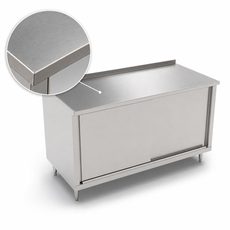 Product image #3 for John Boos 72-Inch x 36-Inch Enclosed Stainless Steel Work Table with Sliding Doors and 1-1/2-Inch Rear Riser
