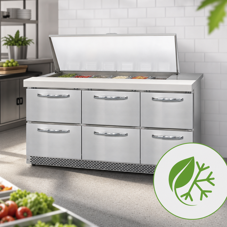 Product image #3 for Continental Refrigerator Mighty Top SW72N18M-FB-D 72" 3-Section 18-Pan Refrigerated Sandwich Prep Table with Drawers and Front Breather