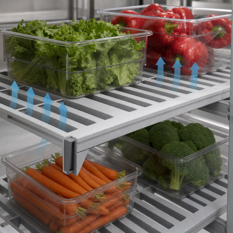 Product image #4 for Cambro Camshelving Premium 24"W x 36"L Vented Polymer Shelf Kit, 5-Shelf, Speckled Gray