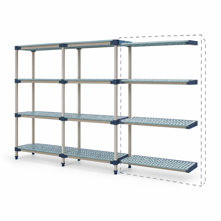 Product image #3 for MetroMax 4 36 in. W x 24 in. D x 63 in. H Open Grid 4-Shelf Add-On Polymer Shelving Unit