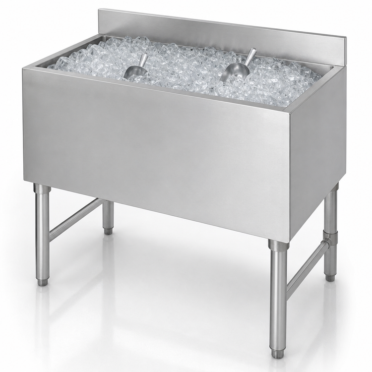 Product image #3 for 36-Inch Underbar Stainless Steel Ice Chest with 11-Inch Deep Bin and 115 lb. Capacity
