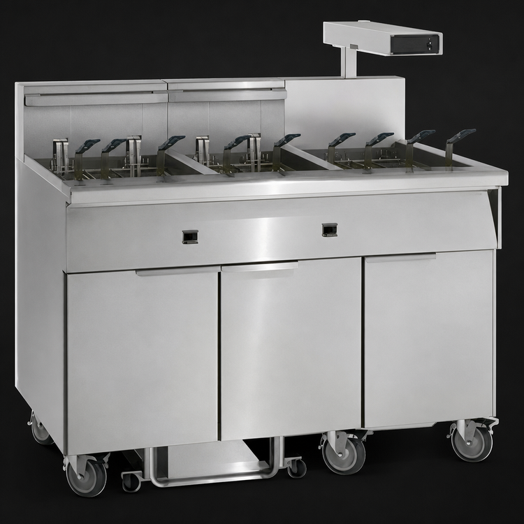 Product image #3 for Imperial 6-Battery Electric Floor Fryer with Built-In Filter System and Dump Station, 75 lb. Per Tank