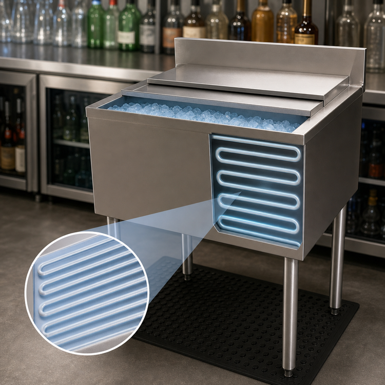 Product image #4 for BK Resources 30-Inch Underbar Insulated Ice Bin with 7-Circuit Aluminum Cold Plate, 80 lb Capacity