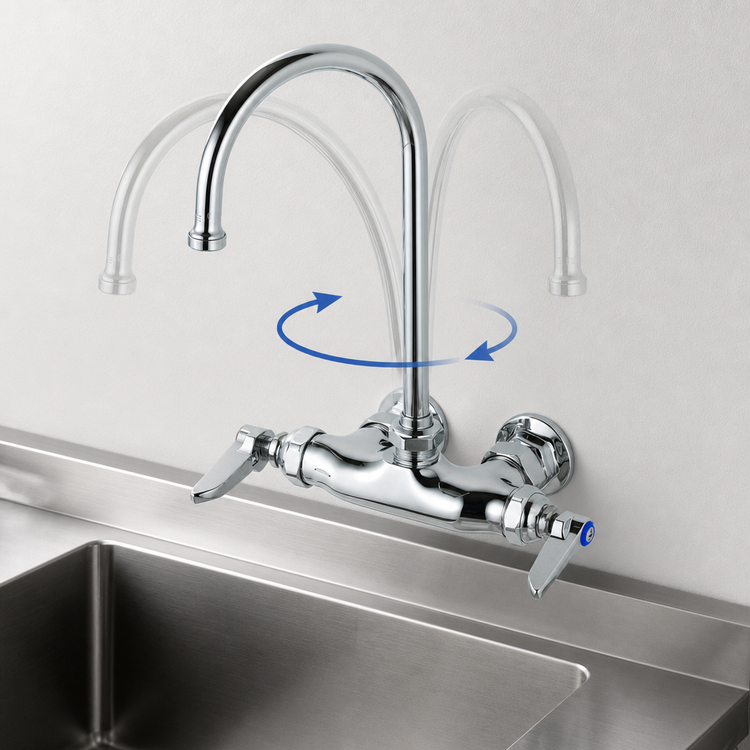 Product image #3 for T&S Brass Splash-Mounted Swivel Gooseneck Faucet with Lever Handles, 3-3/8" O.C.