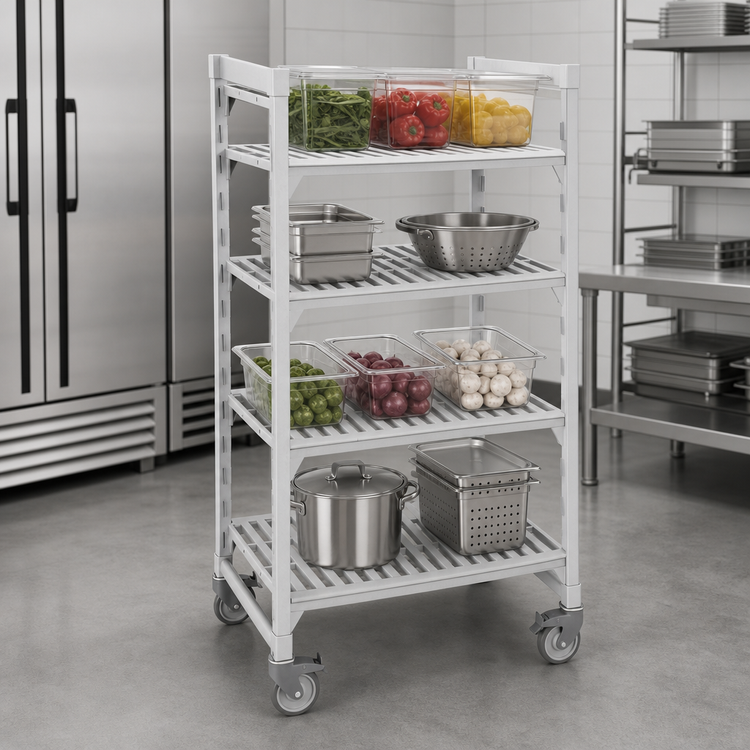Product image #4 for Camshelving Premium 4-Tier Vented High-Density Mobile Starter Shelving Unit, 21 x 36 x 67-1/4 Inches, Speckled Gray