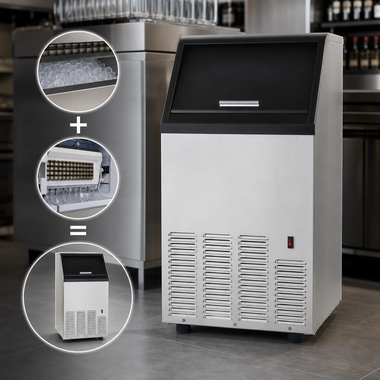 Product image #3 for Maxx Ice MIM85H Self-Contained Half Dice Cube Ice Machine with Bin