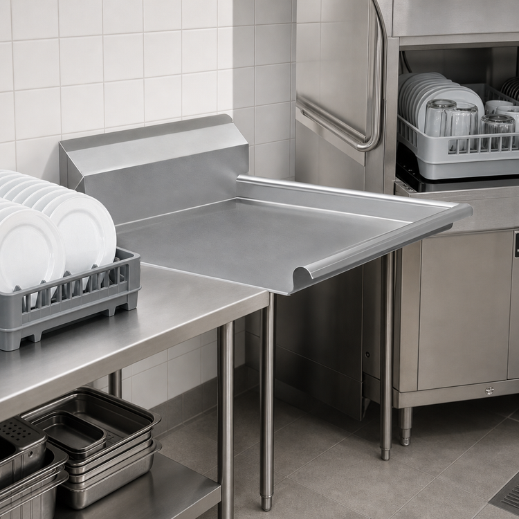 Product image #3 for 48-Inch Straight Clean Dishtable with 16-Gauge 304 Stainless Steel Top and 9-Inch Backsplash