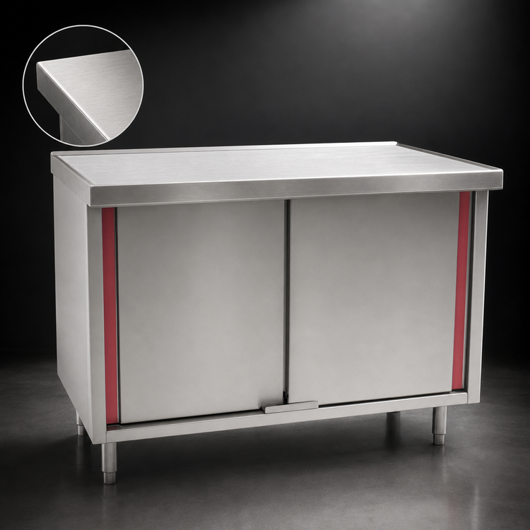 Product image #3 for Eagle Spec-Master Marine Edge Enclosed Work Table with Hinged Doors, 60 x 30 Inches, 14-Gauge 304 Stainless Steel Top