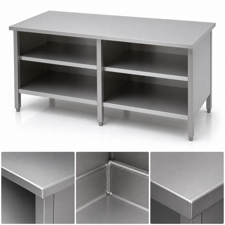 Product image #3 for John Boos 60-Inch x 30-Inch Stainless Steel Open Front Cabinet Base Work Table with Undershelf and Stallion Safety Edge