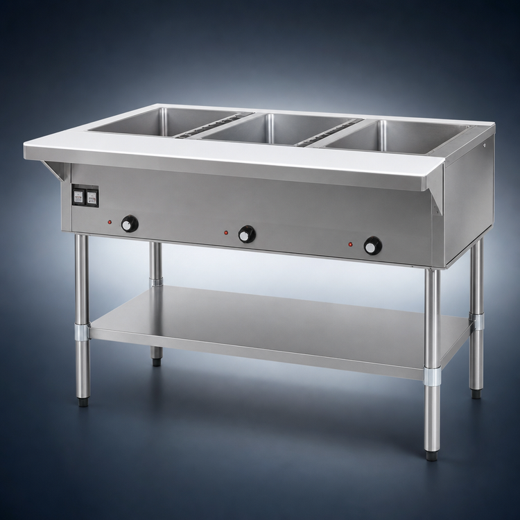 Product image #3 for Eagle SDHT3-208-3 48-Inch Electric 3-Well Hot Food Table with Stainless Steel Open Base, 208V, 3-Phase