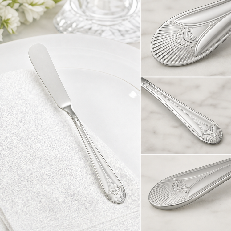 Product image #4 for Winco Peacock 6-3/4-Inch Butter Spreader, 18/8 Stainless Steel, Extra Heavyweight, Mirror Finish