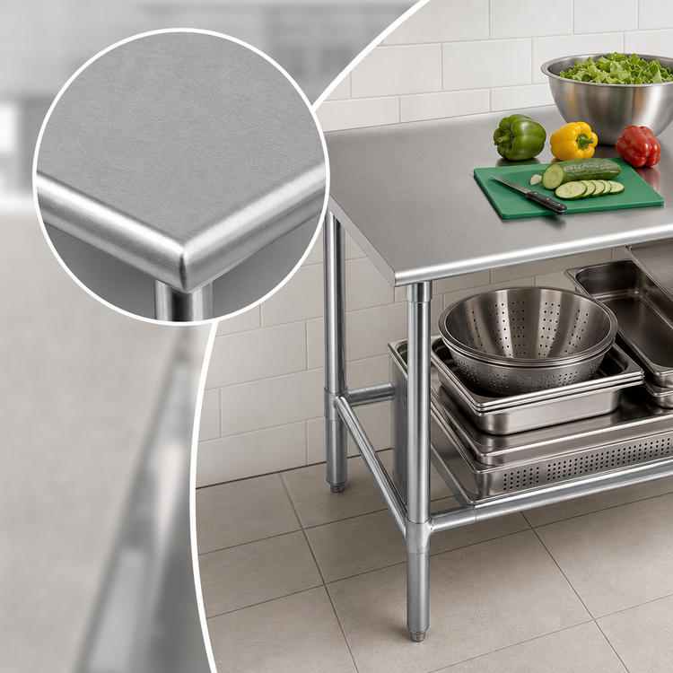 Product image #3 for Eagle Deluxe Series 30 x 30-Inch Stainless Steel Corner Work Table with Galvanized Tubular Base