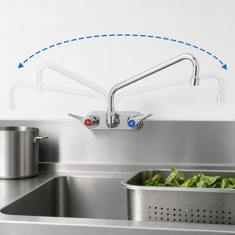 Product image #3 for T&S Brass B-1118 4-Inch Centers Splash-Mounted Workboard Faucet with 12-Inch Swing Nozzle