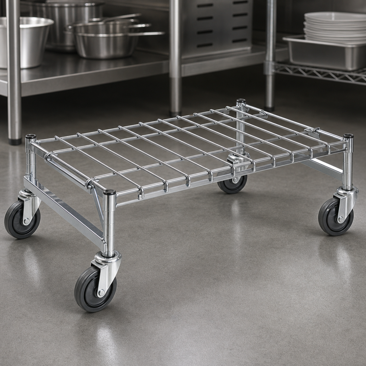 Product image #3 for Metro Super Erecta Mobile Chrome Wire Dunnage Rack with Casters, 36 x 18 Inches, 800 lb Capacity