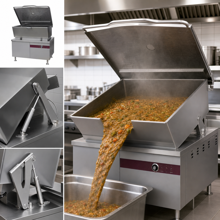 Product image #3 for Crown EMTS-60 60 Gallon Electric Tilting Skillet with Cabinet Base