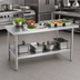 Thumbnail image #3 for 60-Inch x 24-Inch 18-Gauge Stainless Steel Work Table with Galvanized Base and Adjustable Undershelf