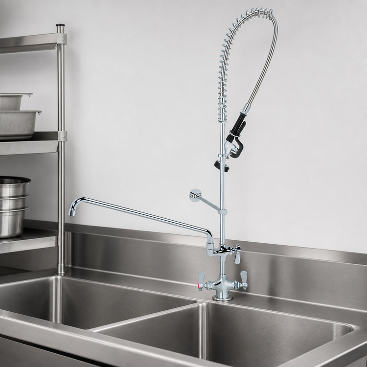 Product image #3 for OptiFlow Lead-Free Deck Mount Pre-Rinse Assembly with 14-Inch Add-On Faucet
