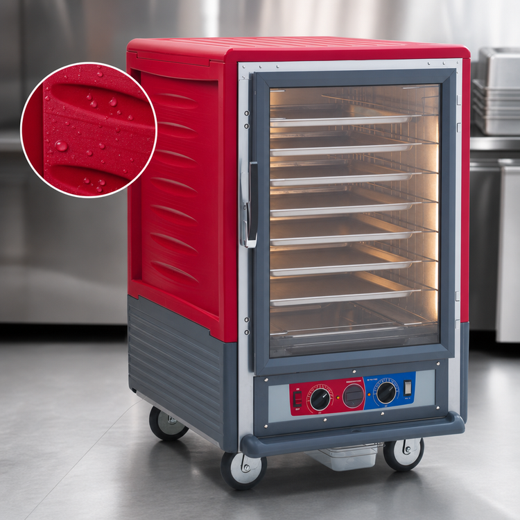 Product image #3 for Metro C5 3 Series Half-Height Mobile Heated Holding and Proofing Cabinet with Clear Polycarbonate Door, 17-Pan, 120V