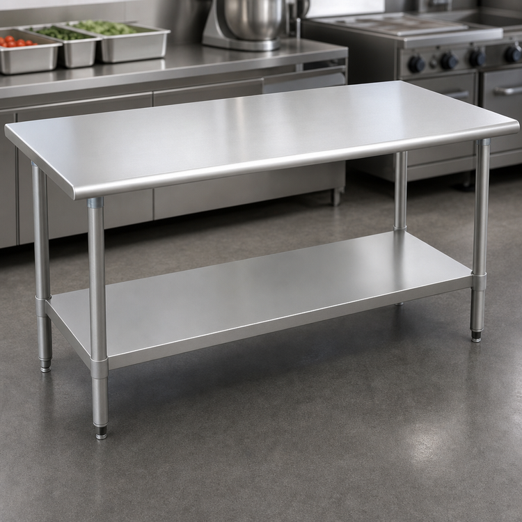 Product image #3 for Eagle Group Budget Series 48-Inch x 30-Inch 430 Stainless Steel Top Work Table with Adjustable Undershelf