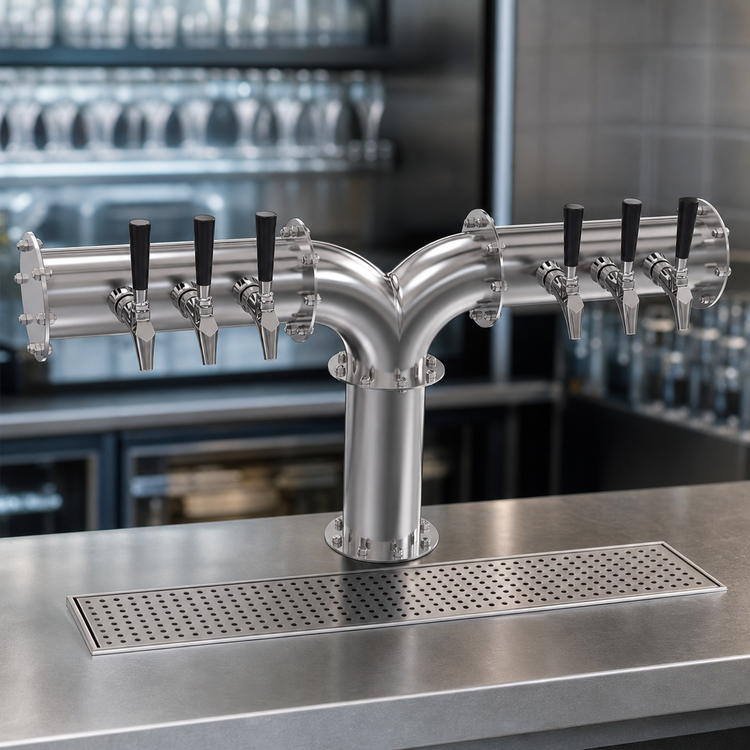Product image #3 for Krowne 6-Faucet Glycol-Cooled Pipe Y-Tower Draft Beer Tower