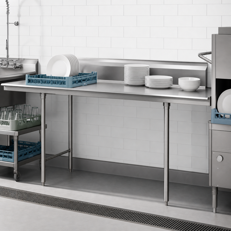 Product image #3 for Eagle Group Straight Clean Dishtable with 16-Gauge 430 Stainless Steel Top, Left-to-Right Operation, 96 x 30 Inches