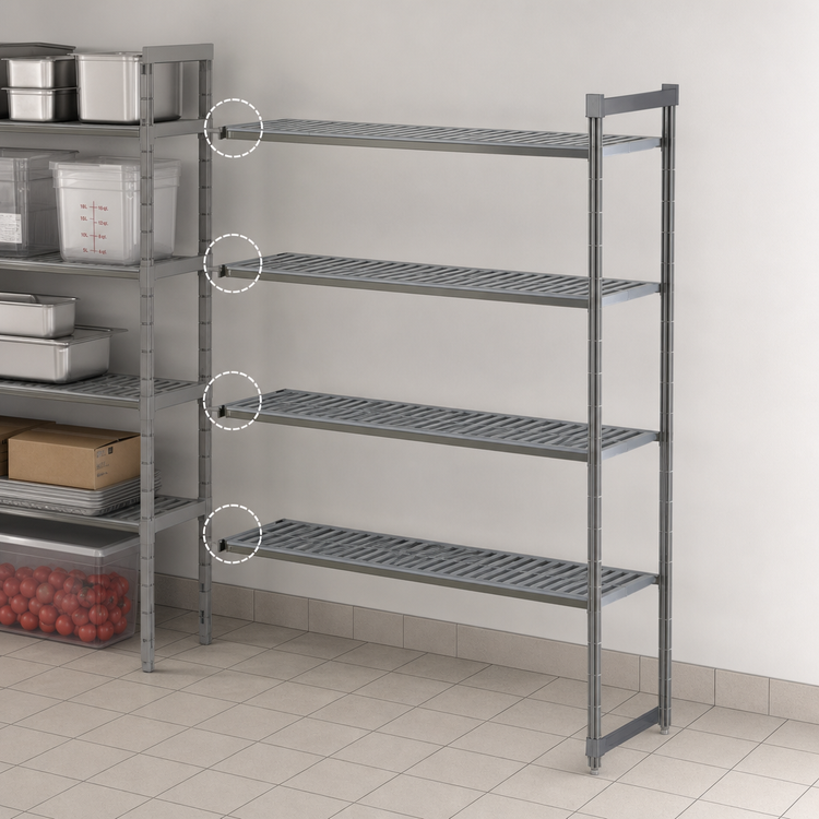 Product image #3 for Cambro Camshelving Basics Plus 24 x 36 x 64 Inch 5-Tier Vented Add-On Polymer Shelving Unit, Brushed Graphite