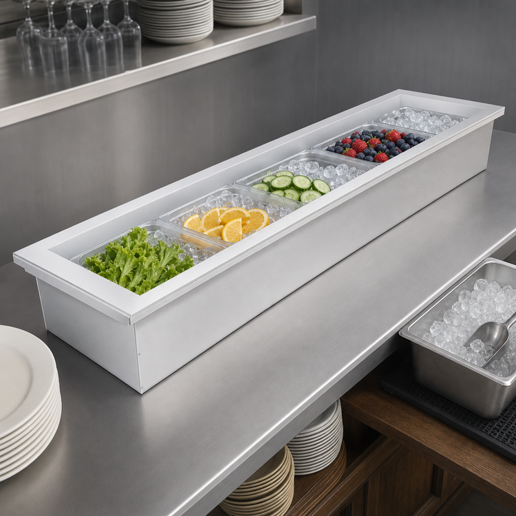 Product image #3 for Hatco Drop-In Slim Insulated Ice Well, 3-Pan, Stainless Steel, 69-3/16" x 19"