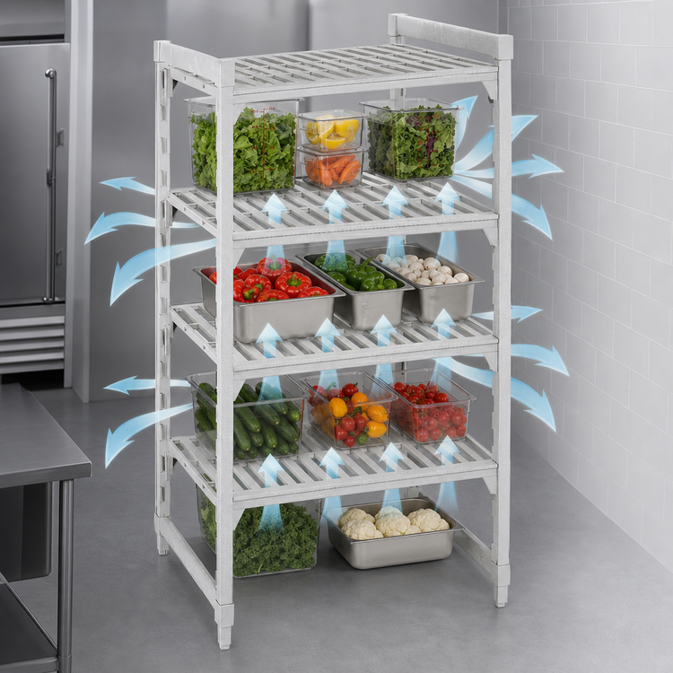 Product image #4 for Cambro Camshelving® Premium 4-Shelf Vented Stationary Starter Unit, 21 x 54 x 72 Inches, Speckled Gray