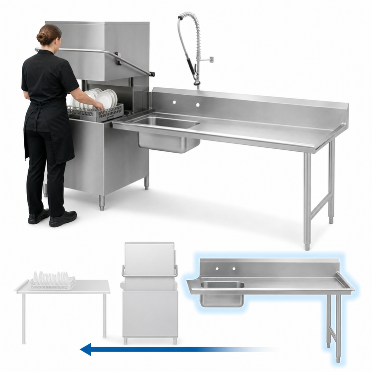 Product image #3 for Advance Tabco 83-Inch Right-Hand Straight-Soil Dishtable with Pre-Rinse Sink, 304 Stainless Steel