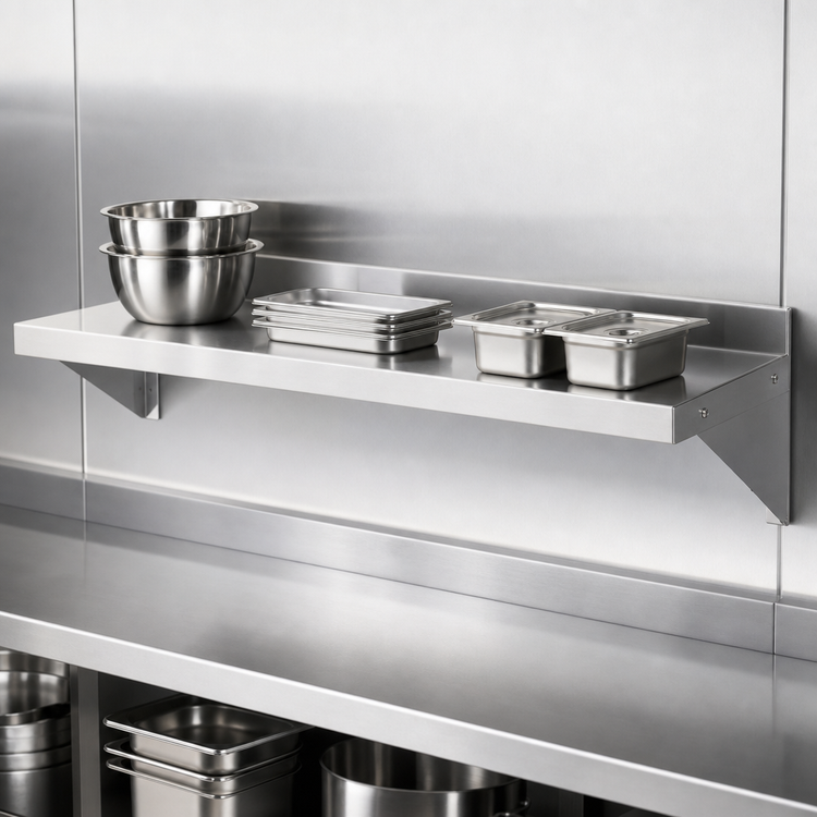 Product image #3 for Turbo Air 60-Inch Wall-Mounted 304 Stainless Steel Shelf with 2-Inch Rear Up-Turn