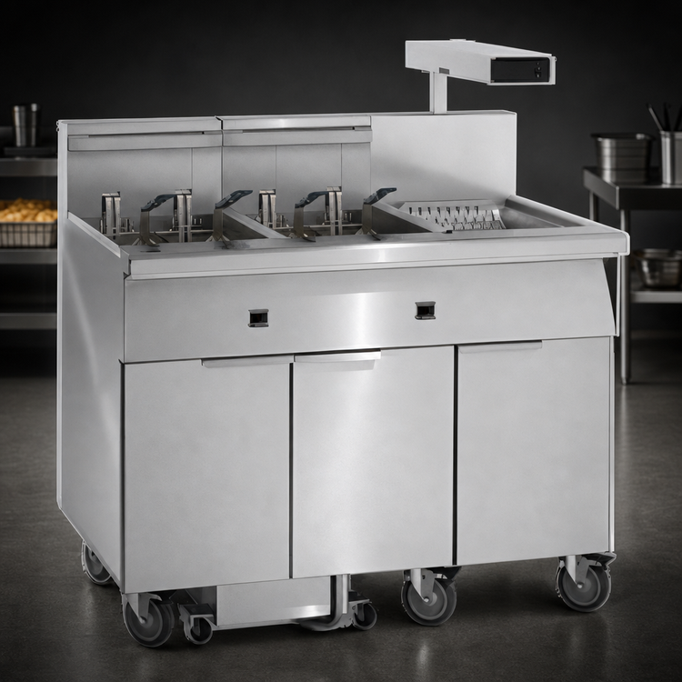 Product image #3 for Imperial 3-Battery Electric Floor Fryer with Built-In Filter, Dump Station, and Computer Controls, 50 lb. Tanks