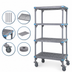 Thumbnail image #3 for Quantum Millenia Mobile Polymer Shelving Unit, 30 x 18 x 62 Inches, 4-Shelf, Gray