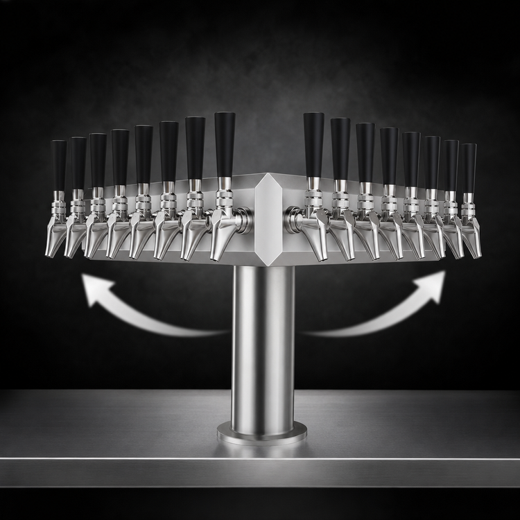 Product image #3 for Krowne Double-Sided T-Head Glycol-Cooled Countertop Beer Tower, 14-Faucet Capacity, 21-Inch Length