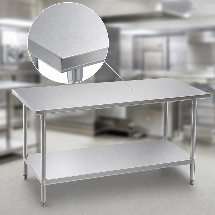 Product image #3 for Advance Tabco 48" x 36" 16-Gauge 304 Stainless Steel Work Table with Adjustable Undershelf