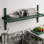 Thumbnail image #3 for Metro SmartWall GS1836K3 Wall-Mounted Grid Shelf, 36"W x 18"D, 2" Retaining Edge, Green Epoxy Finish, 50-lb Capacity