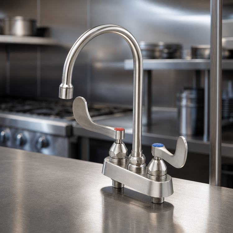 Product image #3 for EverSteel Stainless Steel 4-Inch Deck Mount Workboard Mixing Faucet with 5-3/4-Inch Swivel Gooseneck