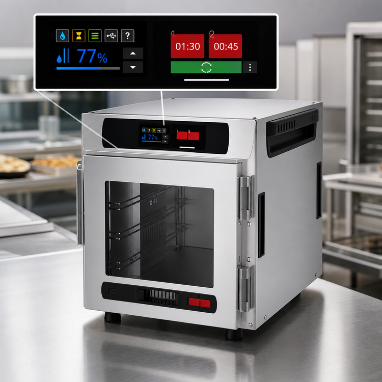 Product image #4 for Metro HotBlox Narrow 4-Pan Countertop/Stacking Insulated Holding Cabinet with Digital Touchscreen and Clear Door