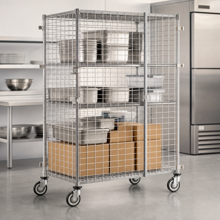 Product image #3 for Eagle QuadTruss Mobile Open Wire Security Cage, Stainless Steel Finish, 39-1/4"W x 33-1/4"D x 69"H